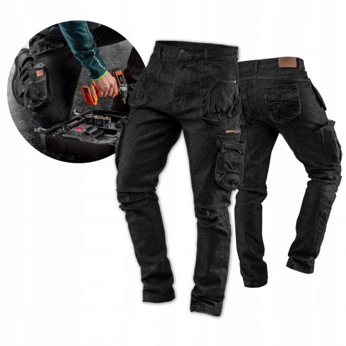 Spodnie robocze jeans denim 5-kieszeni czarne do pasa bawełna L 81-233 NEO - neo-spodnie-robocze-jeans-denim-5-kieszeni-czarne-do-pasa-bawelna-l-81-233.jpg