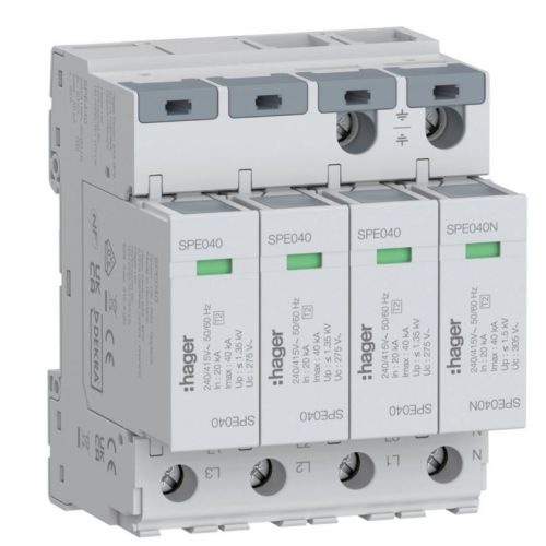 SPD Ogranicznik przepięć T2 4P 3+1 TN-S/TT Hager SPE440 In 20kA Up 1,35kV - ogranicznik1.jpg