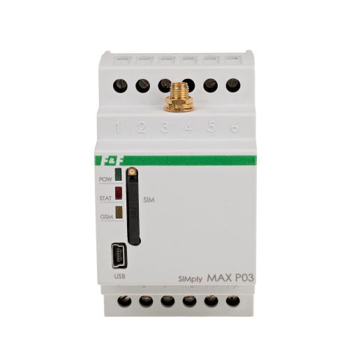 Przekaźnik zdalnego sterowania GSM (SMS); 2xWY 2xWE; sterowanie temperaturą; 230V AC; 2x1Z/R; montaż na szynie DIN SIMplyMAX-P03 F&F - simply_max_p03_a.jpg