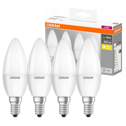 Żarówka LED /4szt./ Świeczka E14 4,9W=40W 470lm ciepła biel 180st OSRAM - swieczki.png