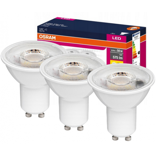 Żarówka LED /3szt./ Reflektor GU10 6,9W=50W 575lm 2700K Ciepła 120st VALUE OSRAM - trojpak_gu10.png
