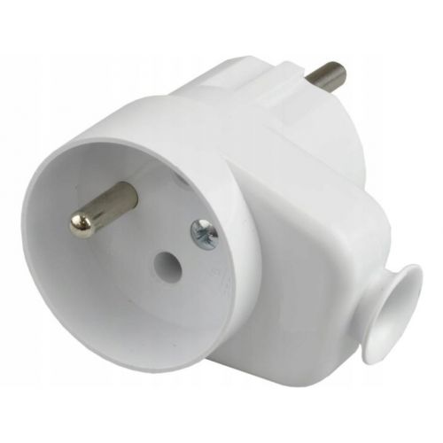 Wtyczka z gniazdem przejściówka adapter wtyk 16A 250V biały ELCAN - wtyk-wtyczka-katowa-z-dodatkowym-gniazdem-250v-16a.jpg