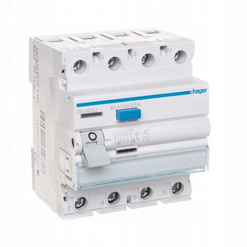 RCCB Wyłącznik różnicowoprądowy 3P+N 63A 300mA 6kA typ AC CFC463J HAGER - wylacznik-roznicowopradowy-3p-n-4p-63a-300ma-6ka-ac-rccb-cfc463j-hager.jpg