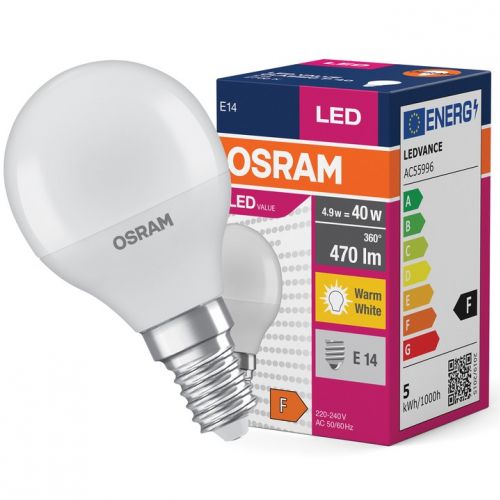 Żarówka LED E14 5/40W 470lm 200° 2700K ciepła biel VALUE OSRAM LEDVANCE - zarowka-led-e14-p45-4-9w-40w-470lm-2700k-ciepla-200st-osram.jpg