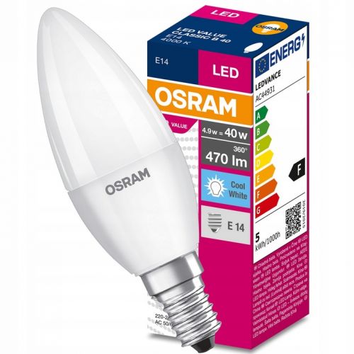 Żarówka LED E14 4,9/40W 470lm 200° 4000K neutralna biel VALUE OSRAM LEDVANCE - zarowka-led-e14-swieca-4-9w-40w-470lm-4000k-neutralna-200st-osram.jpg