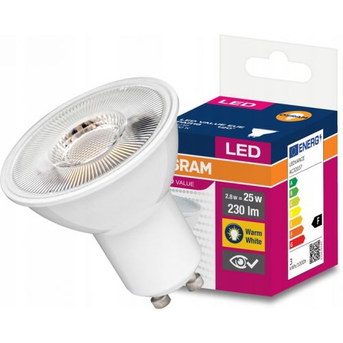 Żarówka LED GU10 2,8/25W 230lm 120° 2700K ciepła biel VALUE OSRAM - zarowka-led-gu10-2-8w-25w-230lm-2700k-ciepla-120-osram-value.jpg