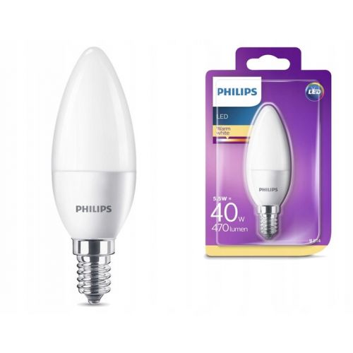 Żarówka PHILIPS LED 40W E14 świeczka ciepła biel - zarowka-led-philips-swieczka-5-5w-40w-e14-marka-philips.jpg