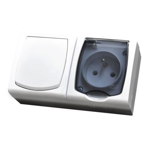 MADERA Zestaw Łącznik pojedynczy + Gniazdo pojedyncze klapka przezroczysta kolor biały ZH-NŁ1G/00/d OSPEL - zh_nl1g_00_d.jpg